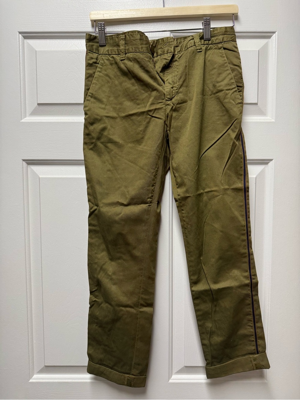 Current/Elliott Olive Green Chinos with Side Stripe